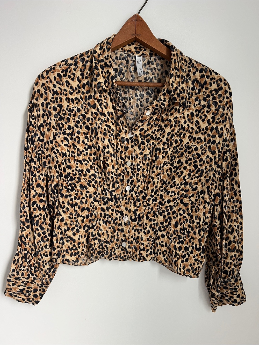 Zara | t r f Collection Leopard Print Button-Down Shirt in Brown & Black Size M